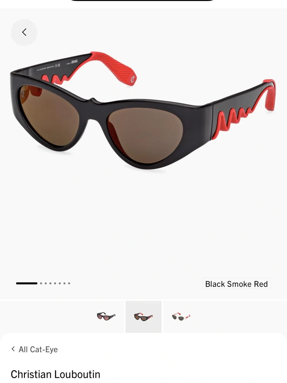 Christian Louboutin Kids Black and Red Cat-Eye Sunglasses with Wave Temples